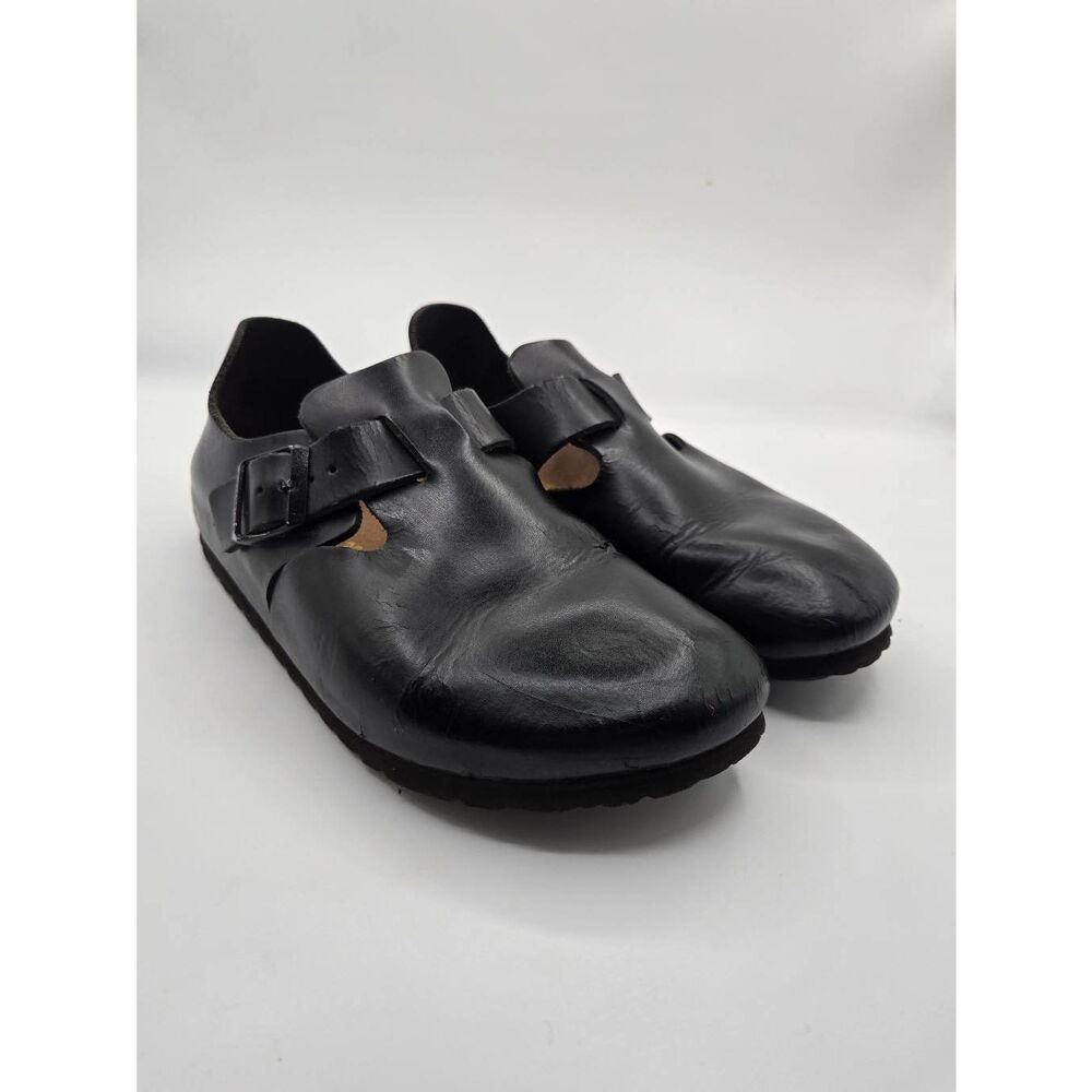 Birkenstock London Black Leather Clogs Size 38